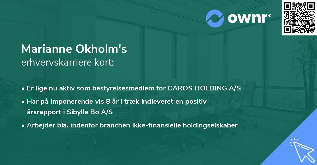 Marianne Okholm's erhvervskarriere kort