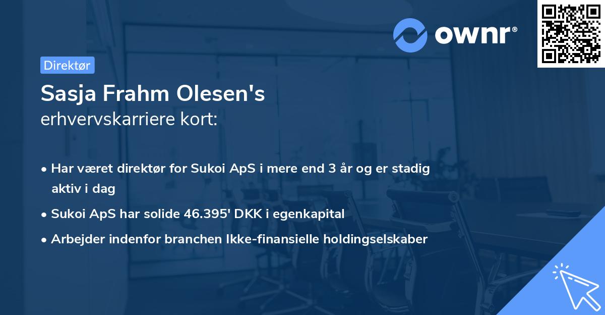 Sasja Frahm Olesen's erhvervskarriere kort