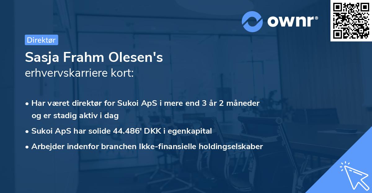 Sasja Frahm Olesen's erhvervskarriere kort