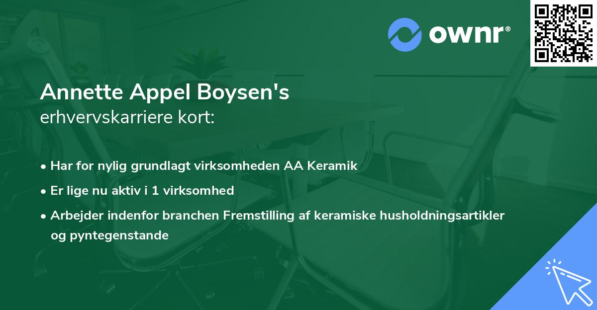 Annette Appel Boysen's erhvervskarriere kort