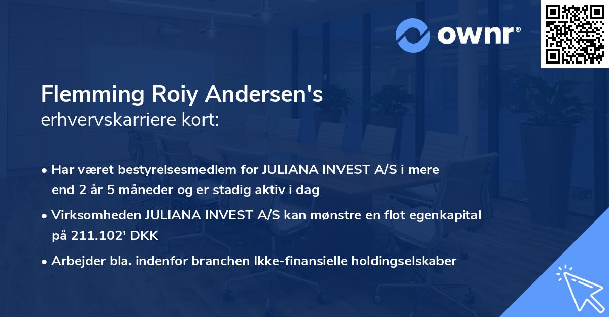 Flemming Roiy Andersen's erhvervskarriere kort