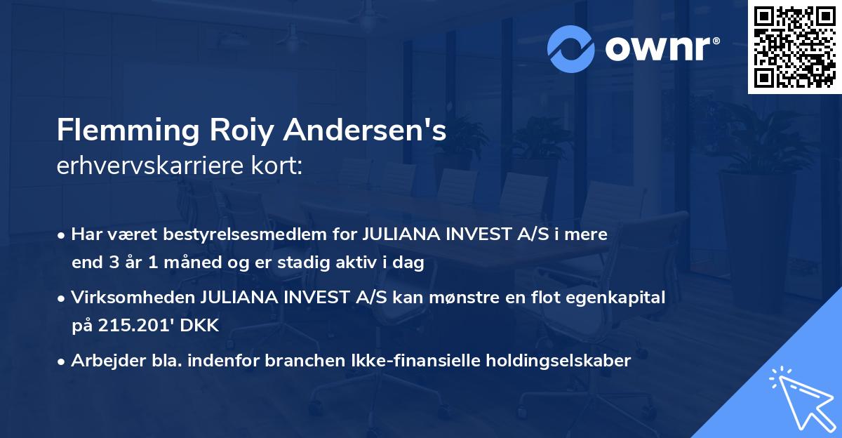 Flemming Roiy Andersen's erhvervskarriere kort