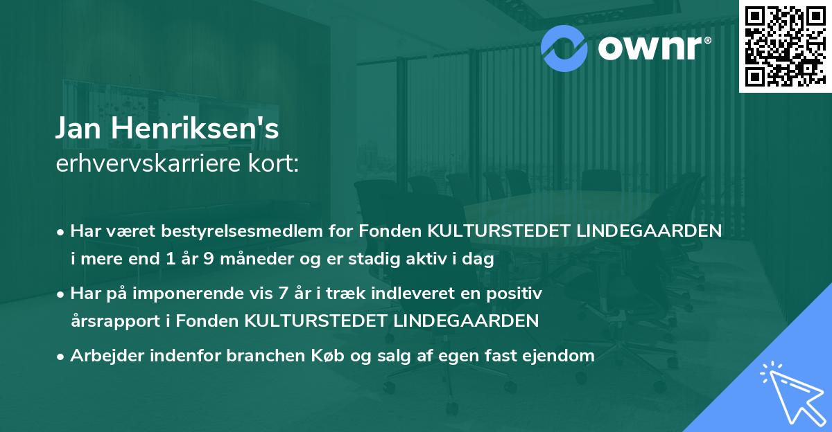Jan Henriksen's erhvervskarriere kort