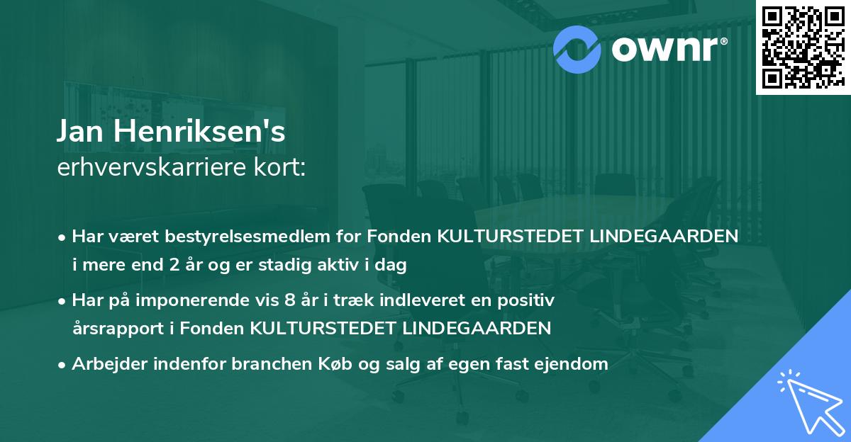 Jan Henriksen's erhvervskarriere kort