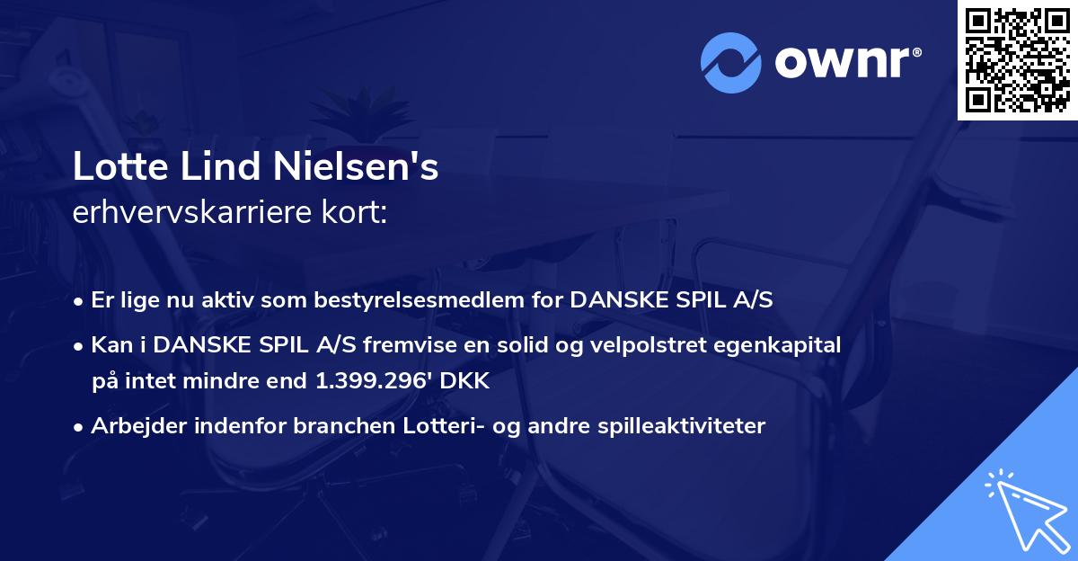 Lotte Lind Nielsen's erhvervskarriere kort