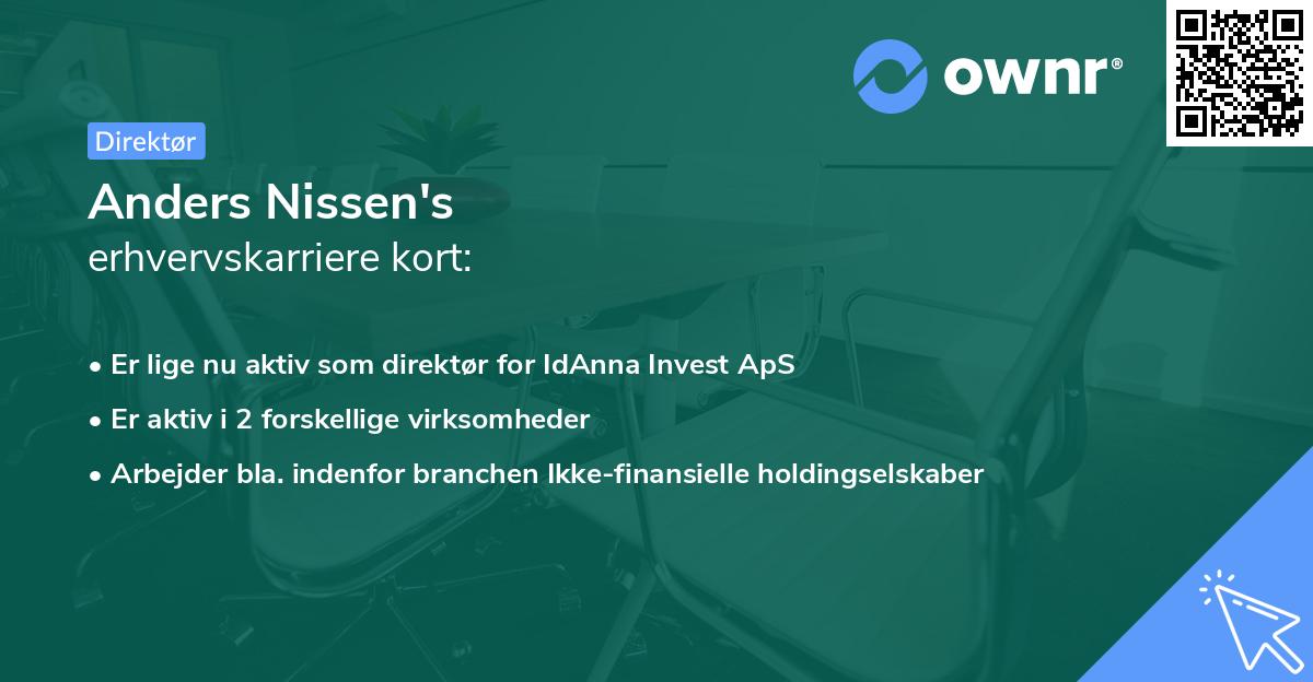 Anders Nissen's erhvervskarriere kort