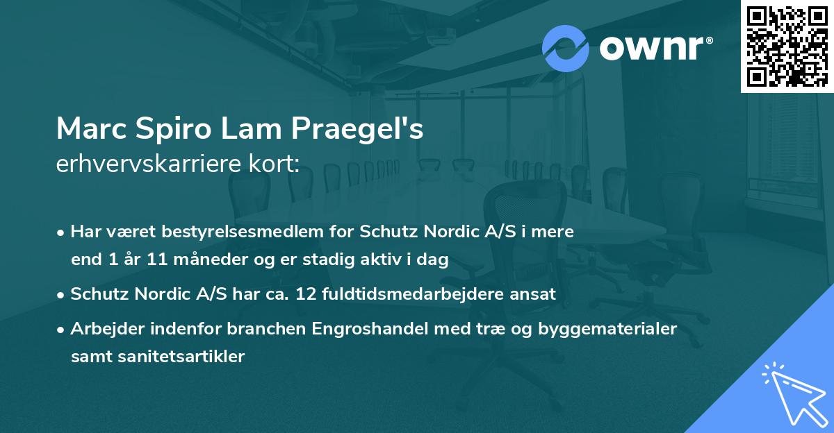 Marc Spiro Lam Praegel's erhvervskarriere kort