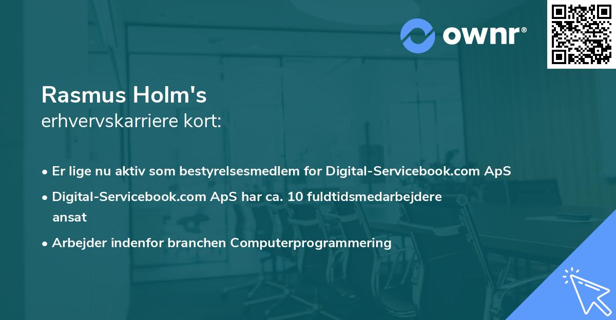 Rasmus Holm's erhvervskarriere kort