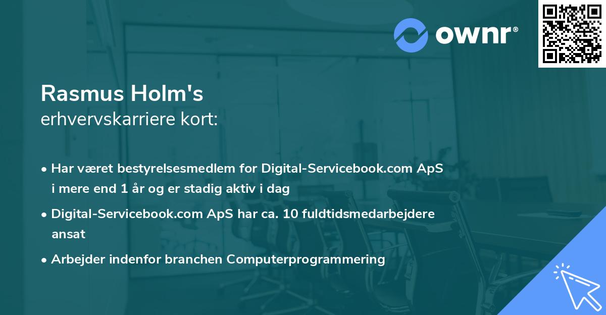 Rasmus Holm's erhvervskarriere kort
