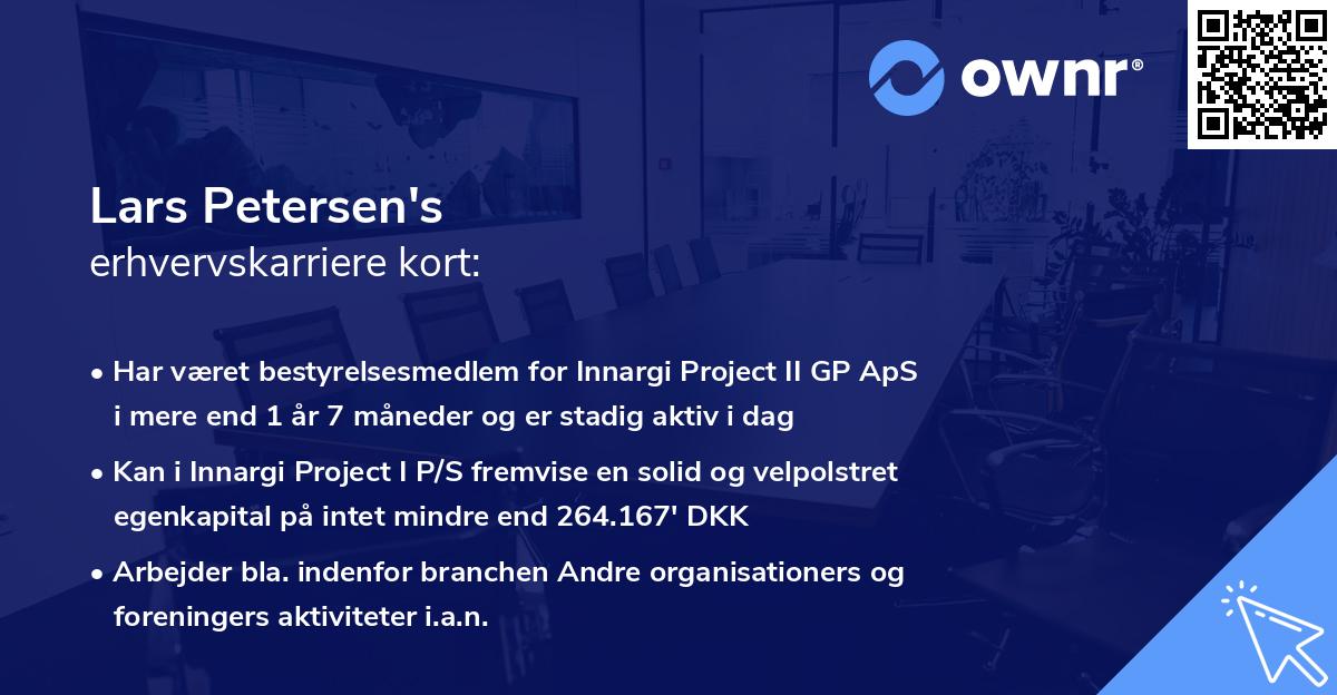 Lars Petersen's erhvervskarriere kort