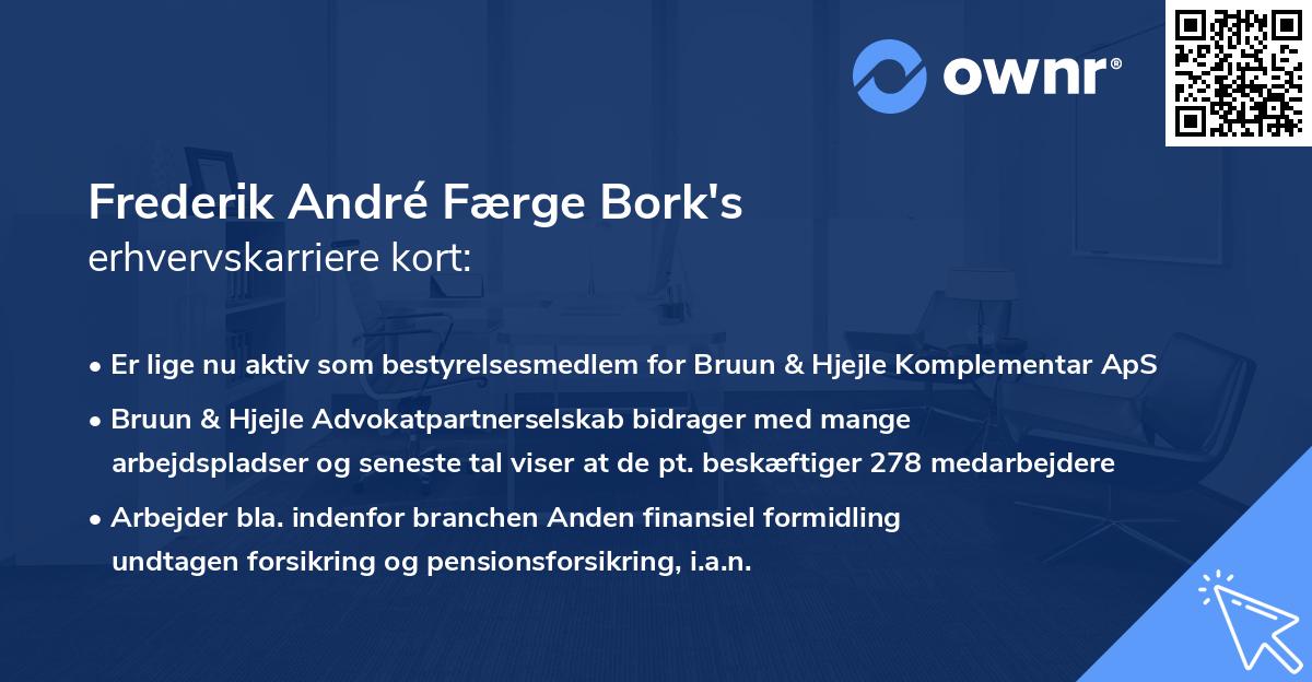 Frederik André Færge Bork's erhvervskarriere kort