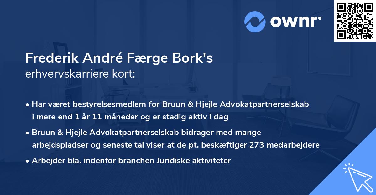 Frederik André Færge Bork's erhvervskarriere kort