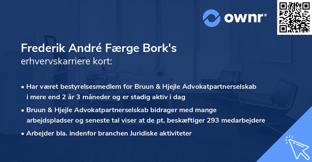 Frederik André Færge Bork's erhvervskarriere kort