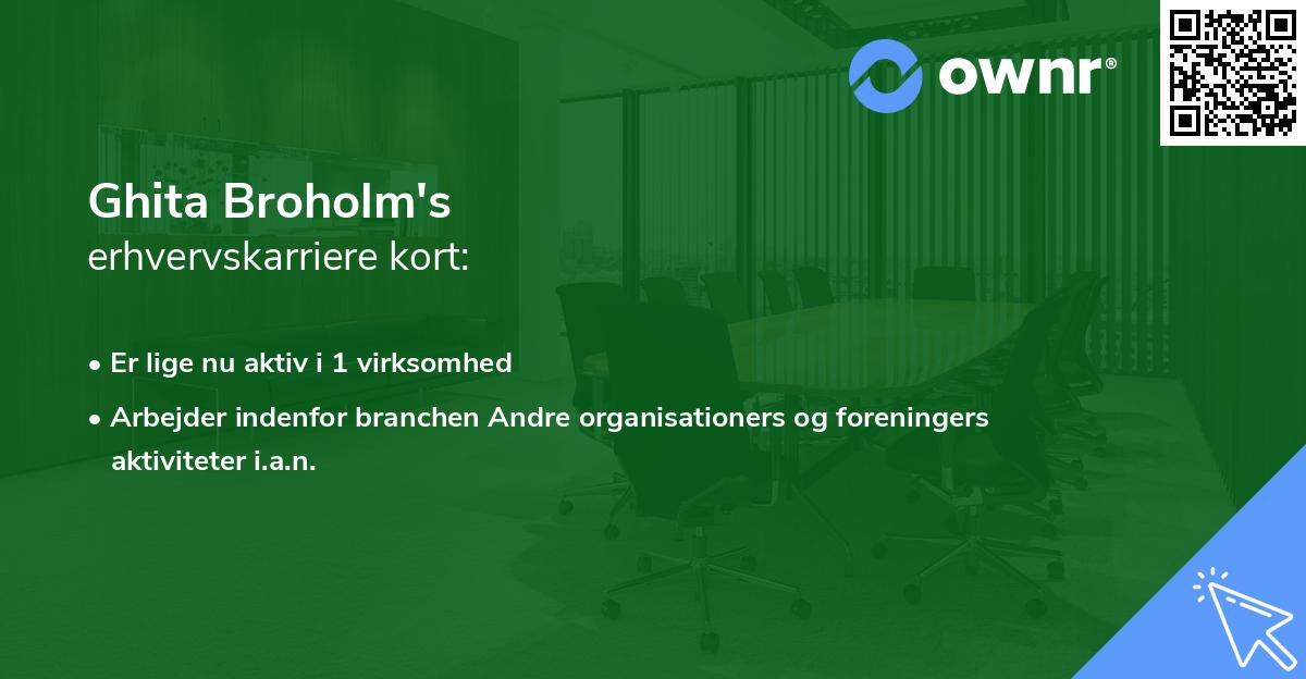 Ghita Broholm's erhvervskarriere kort