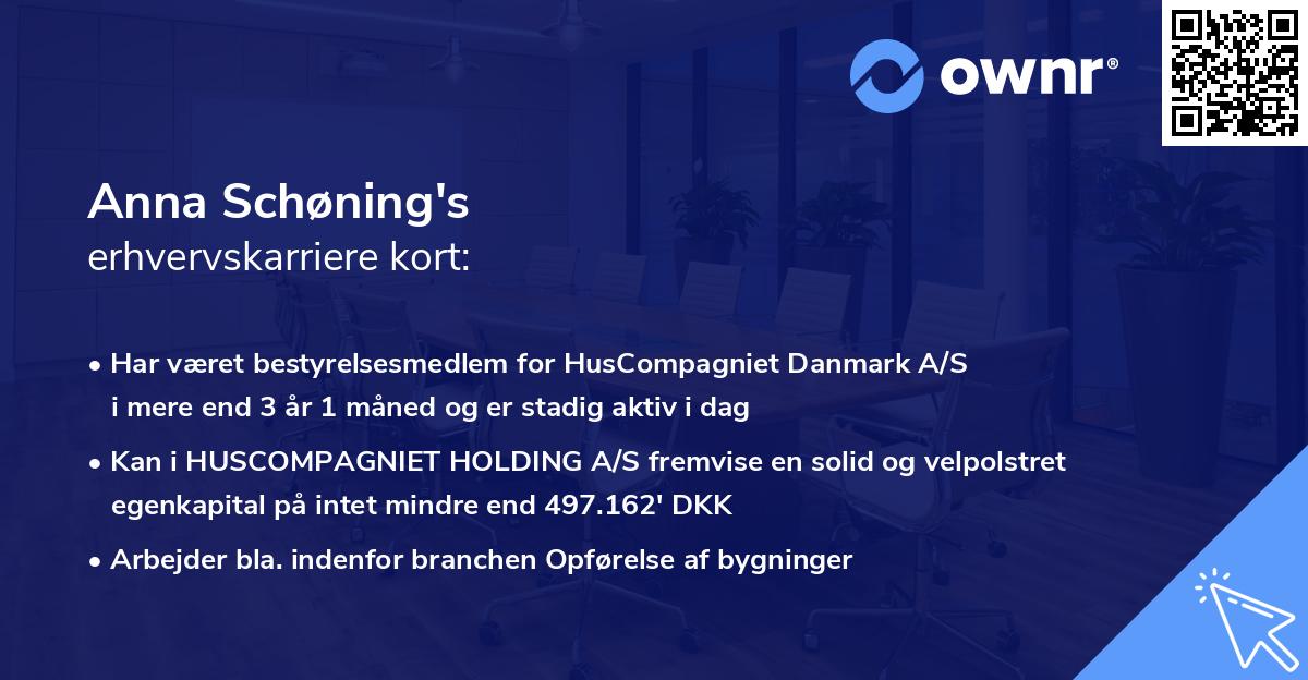 Anna Schøning's erhvervskarriere kort