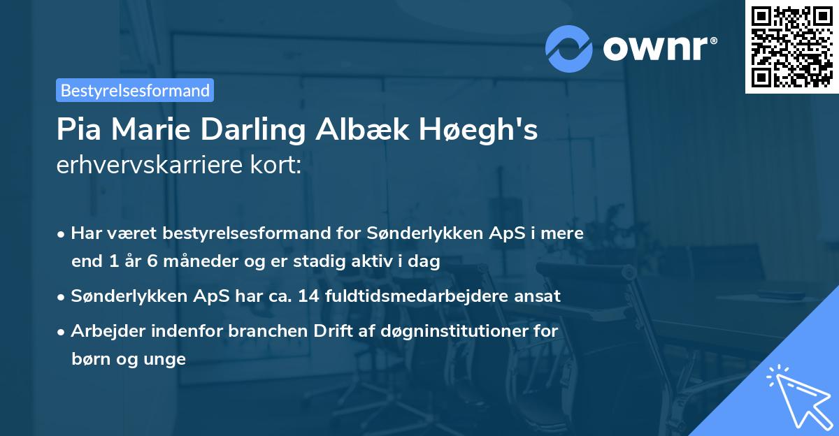 Pia Marie Darling Albæk Høegh's erhvervskarriere kort
