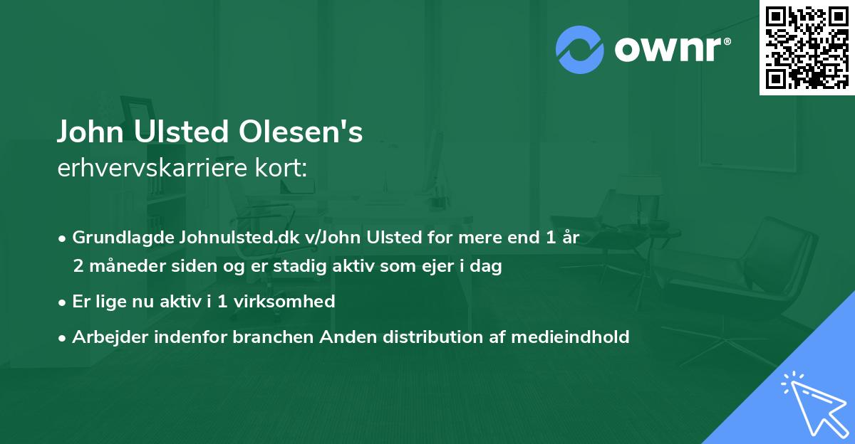 John Ulsted Olesen's erhvervskarriere kort