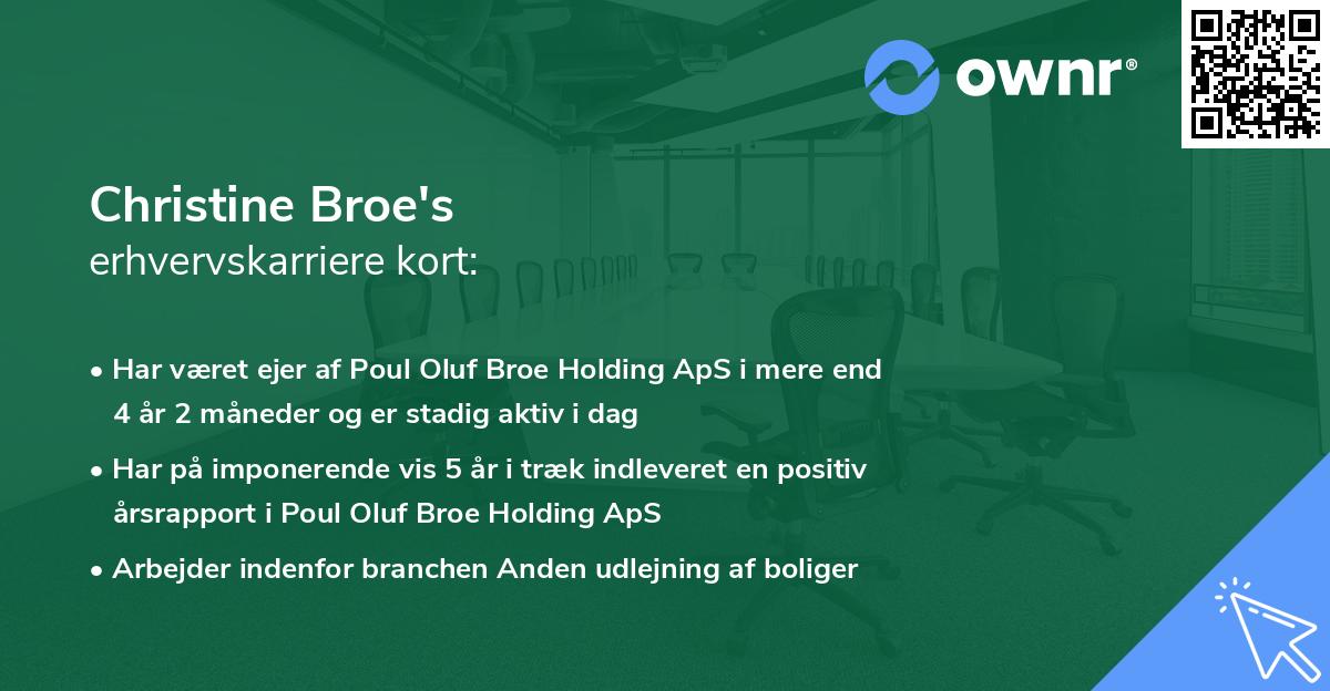 Christine Broe's erhvervskarriere kort