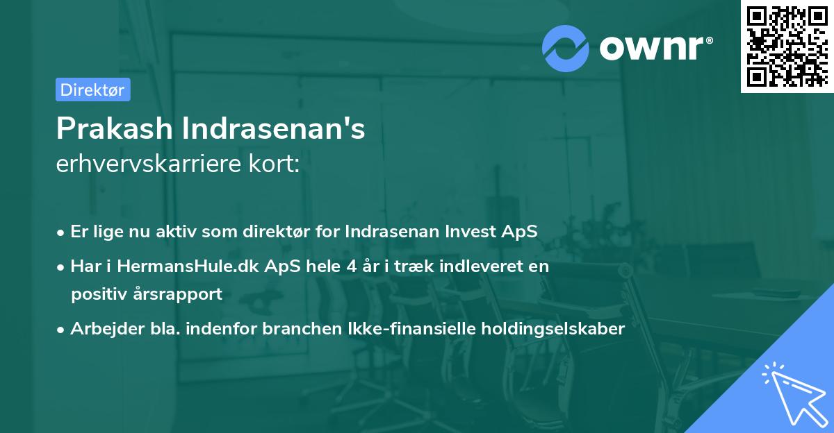 Prakash Indrasenan's erhvervskarriere kort