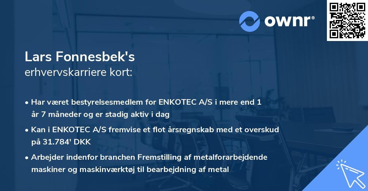 Lars Fonnesbek's erhvervskarriere kort