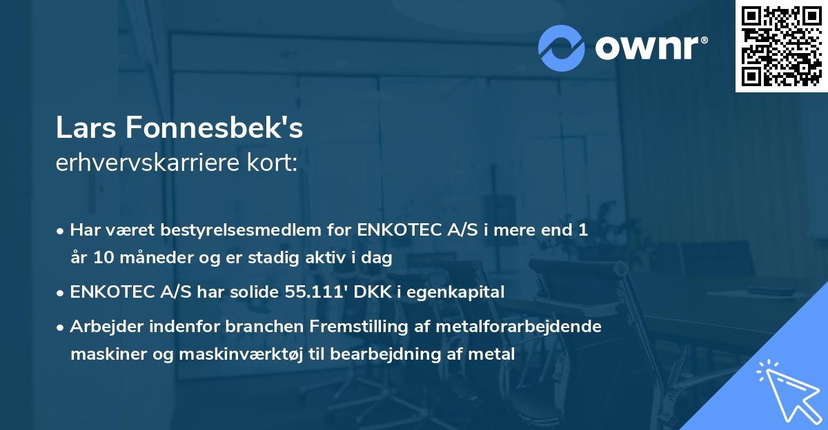 Lars Fonnesbek's erhvervskarriere kort