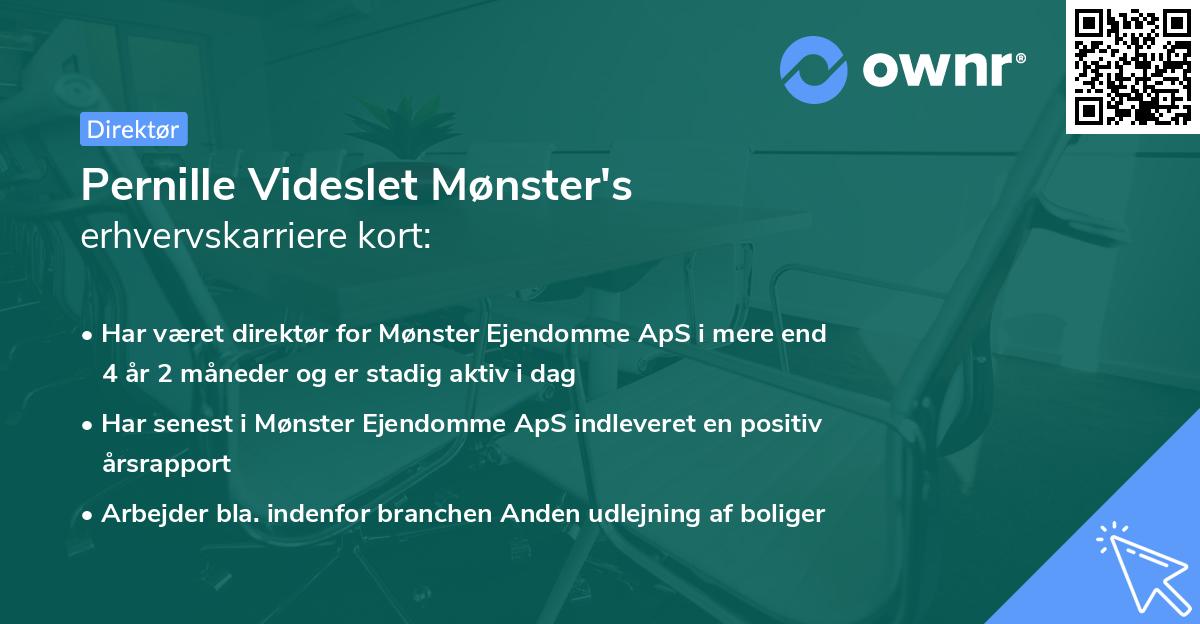 Pernille Videslet Mønster's erhvervskarriere kort