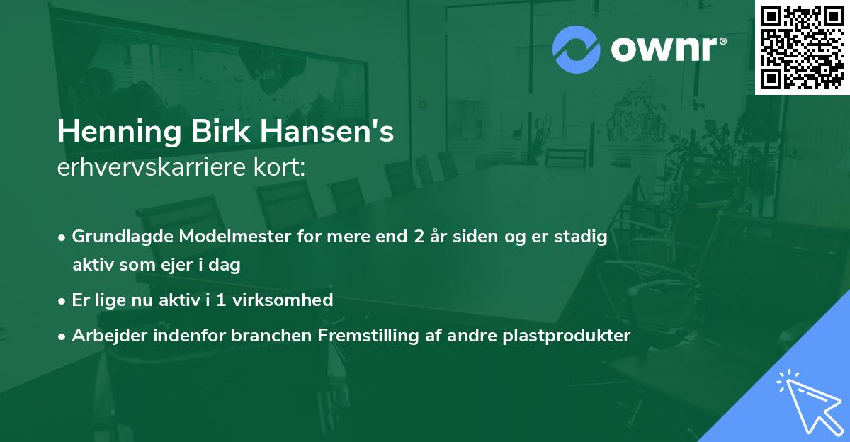 Henning Birk Hansen's erhvervskarriere kort