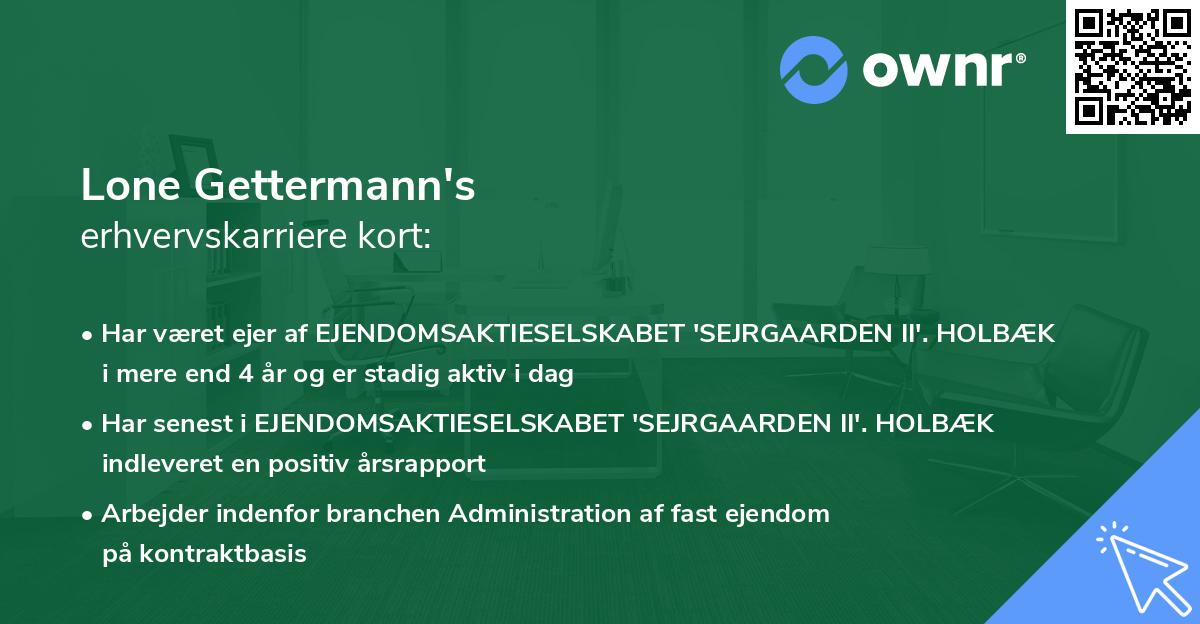 Lone Gettermann's erhvervskarriere kort