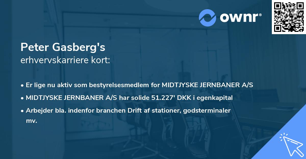Peter Gasberg's erhvervskarriere kort