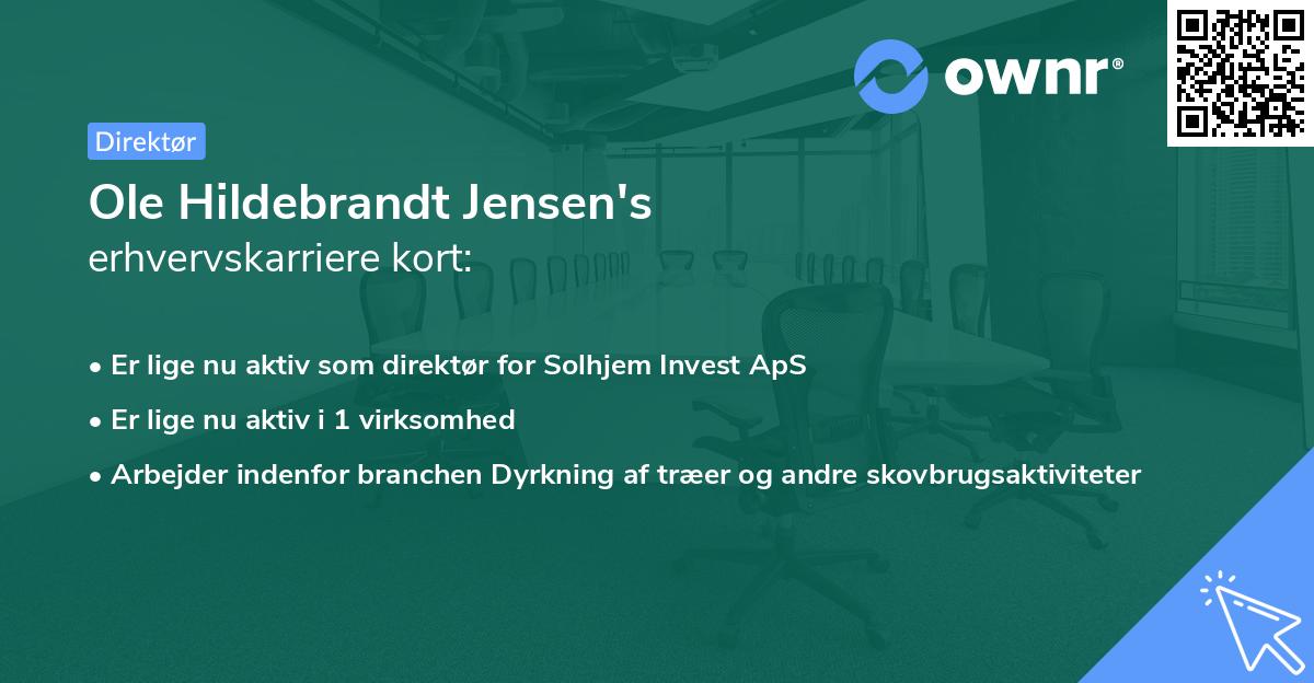 Ole Hildebrandt Jensen's erhvervskarriere kort