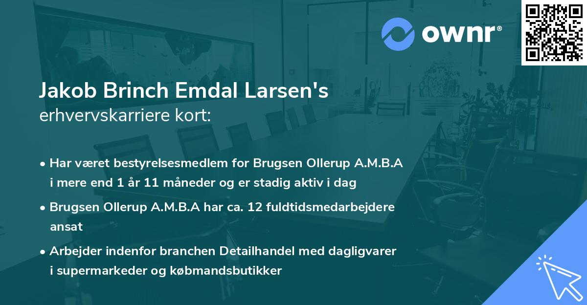 Jakob Brinch Emdal Larsen's erhvervskarriere kort