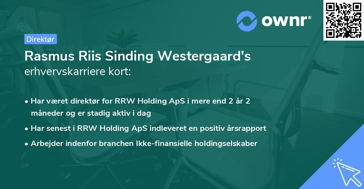 Rasmus Riis Sinding Westergaard's erhvervskarriere kort