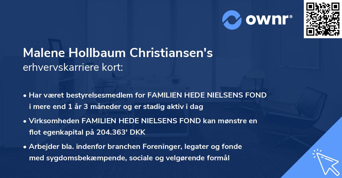 Malene Hollbaum Christiansen's erhvervskarriere kort