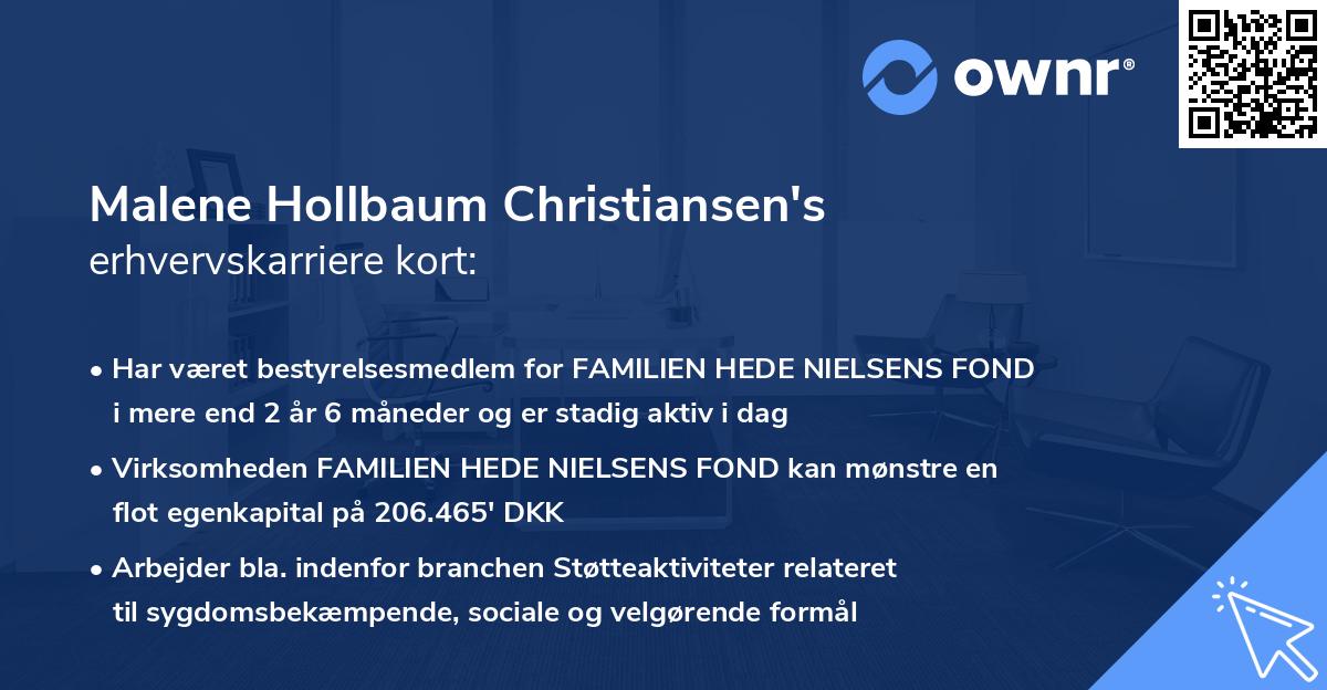 Malene Hollbaum Christiansen's erhvervskarriere kort