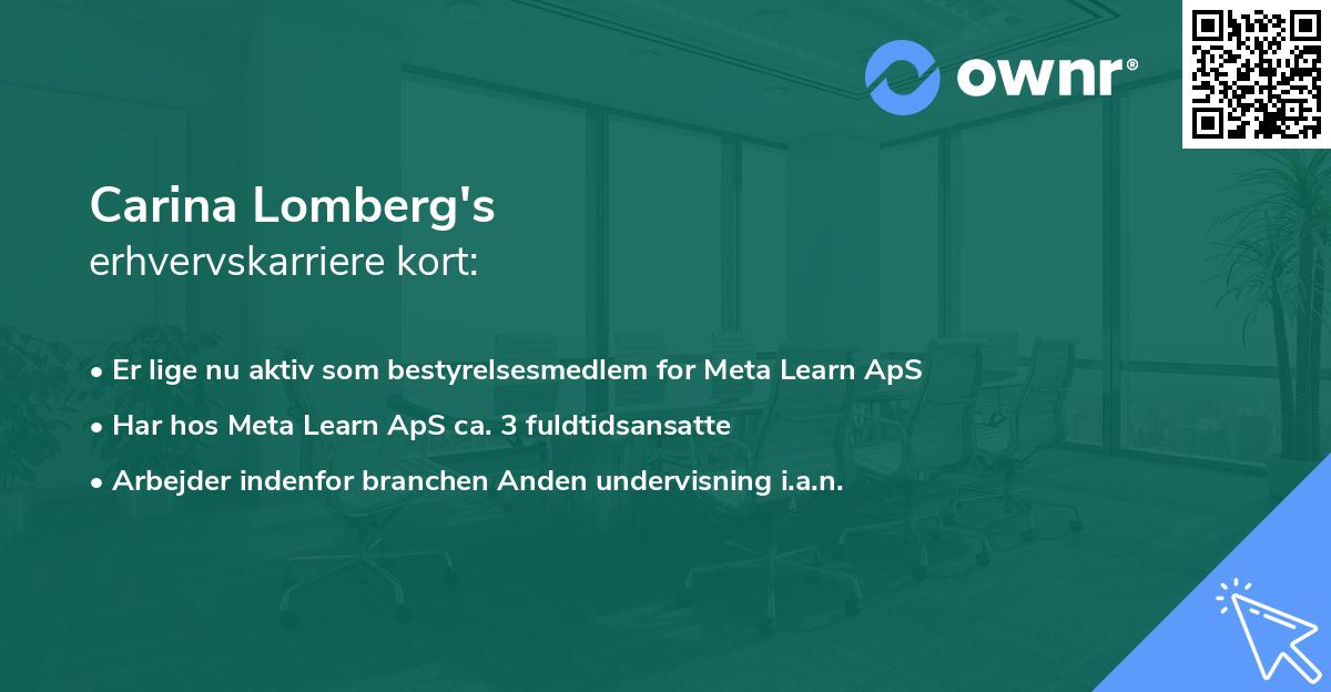 Carina Lomberg's erhvervskarriere kort