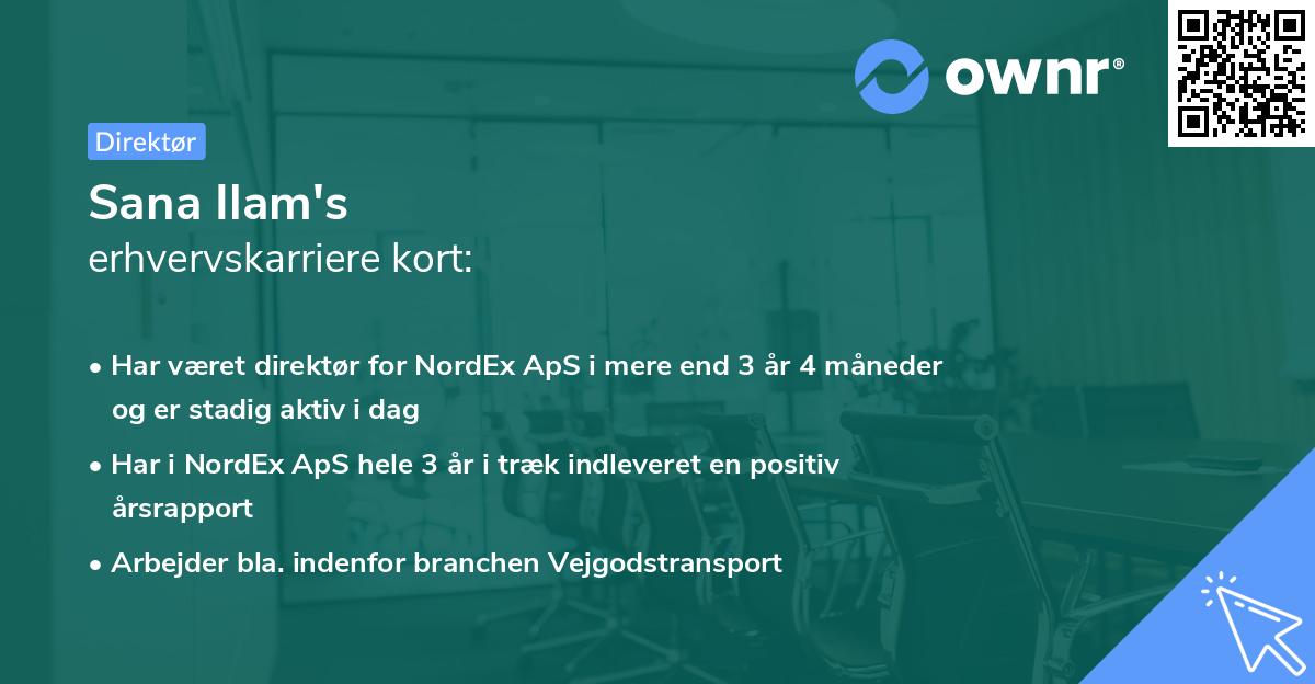 Sana Ilam's erhvervskarriere kort