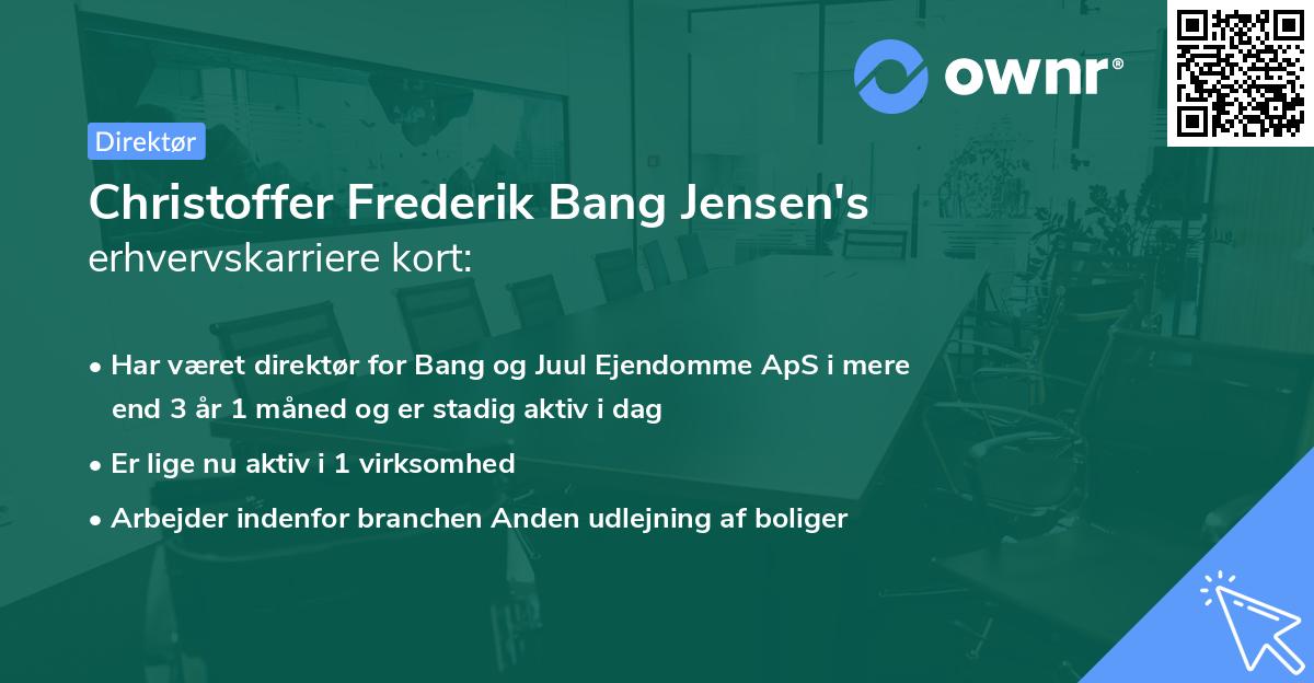 Christoffer Frederik Bang Jensen's erhvervskarriere kort