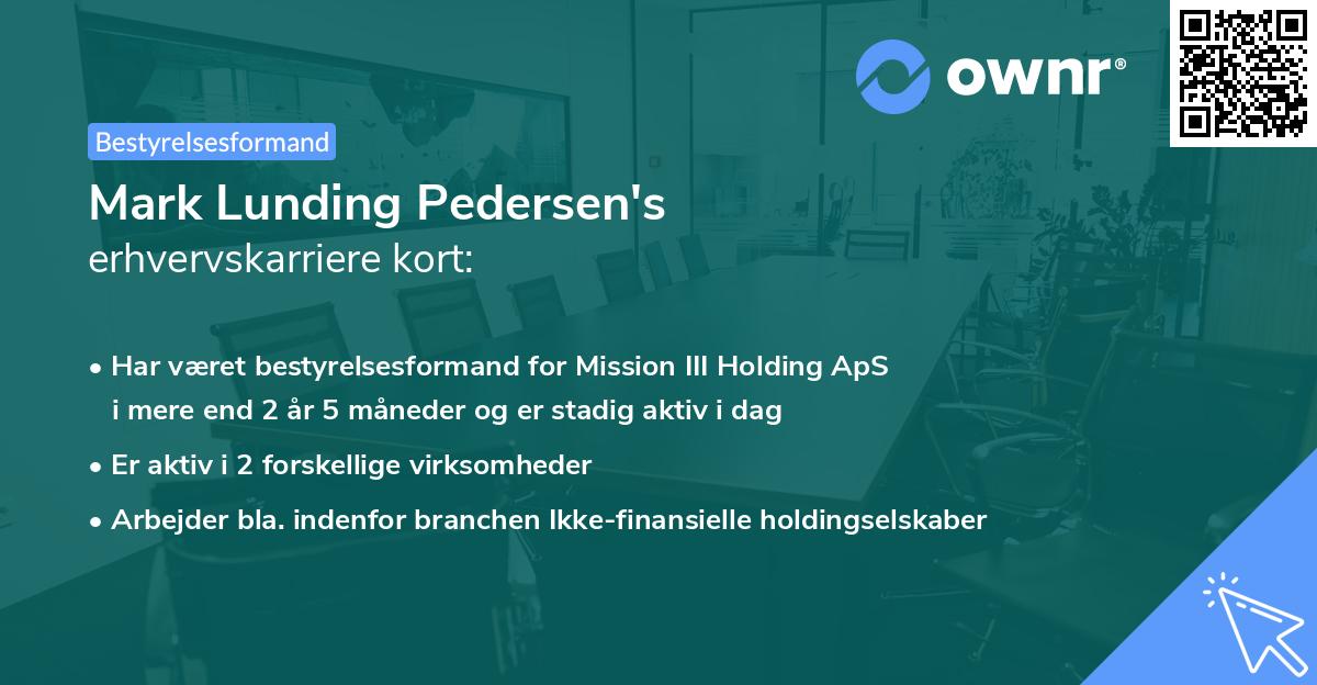 Mark Lunding Pedersen's erhvervskarriere kort