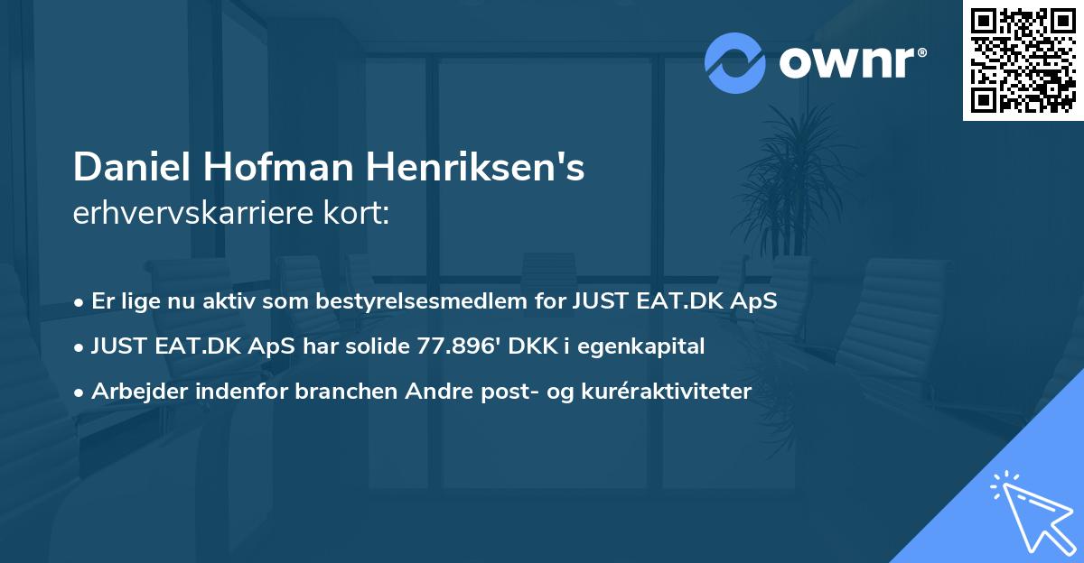 Daniel Hofman Henriksen's erhvervskarriere kort