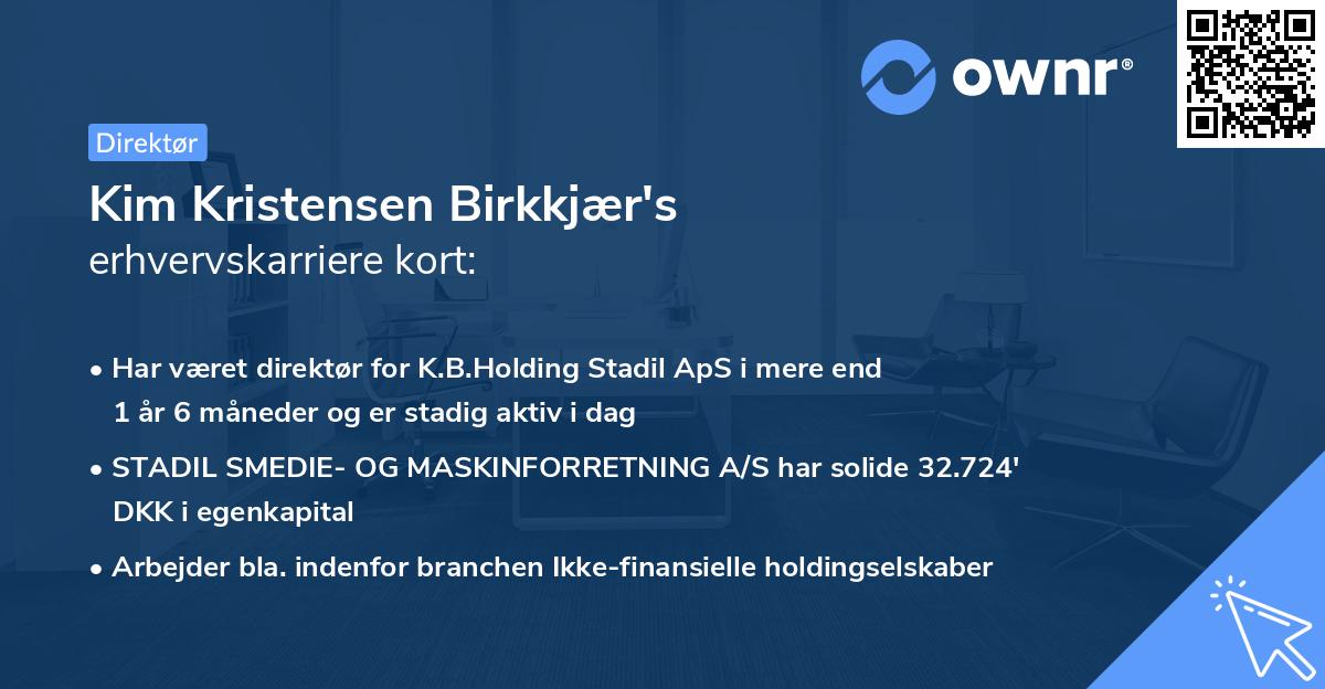 Kim Kristensen Birkkjær's erhvervskarriere kort