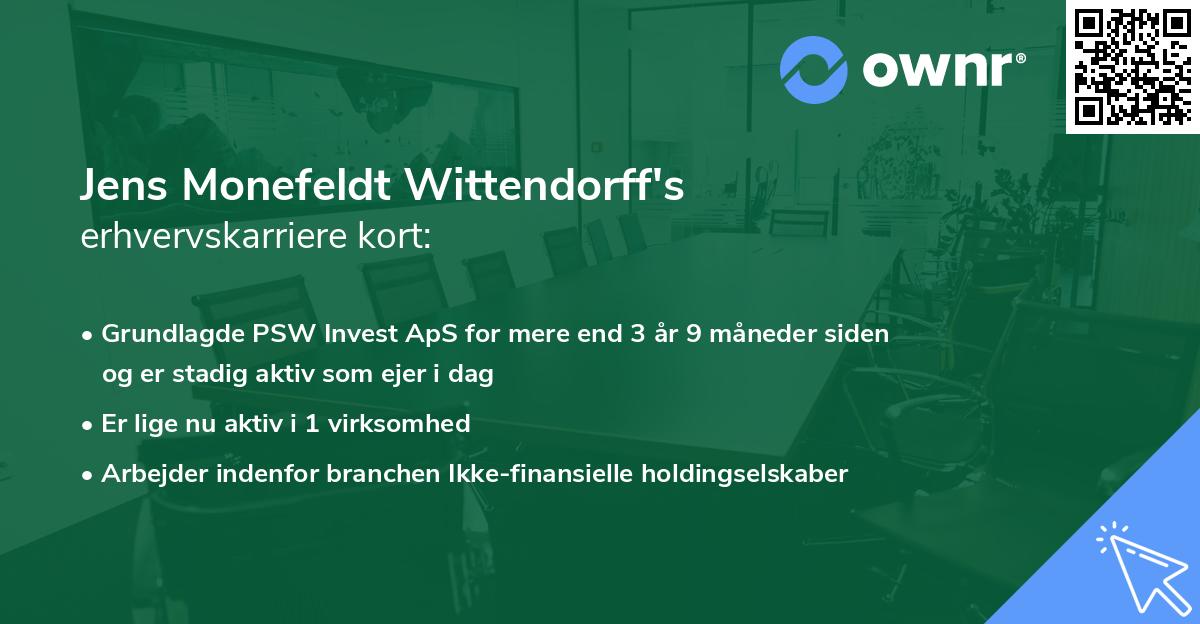 Jens Monefeldt Wittendorff's erhvervskarriere kort