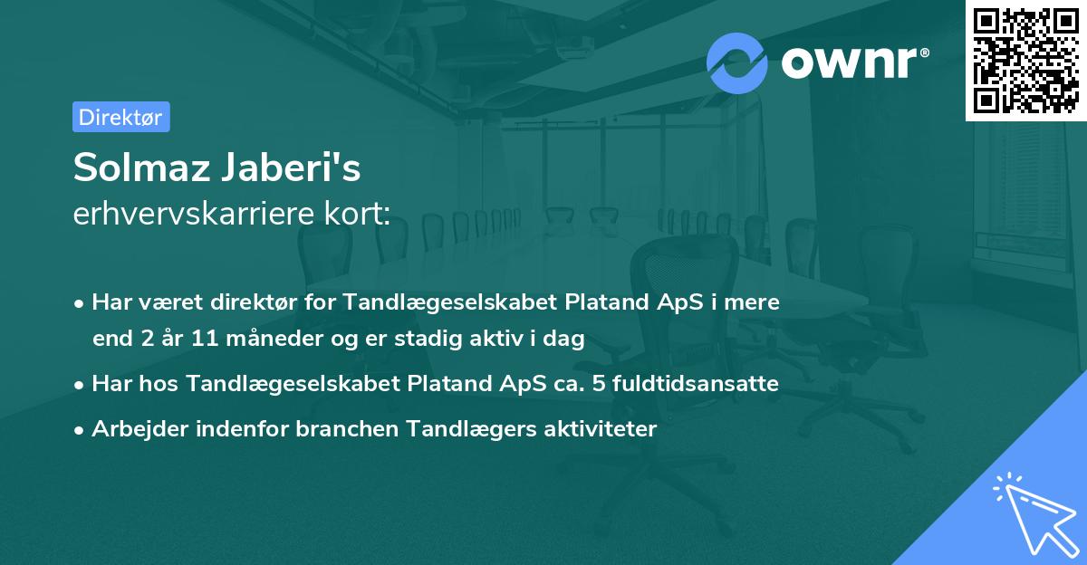 Solmaz Jaberi's erhvervskarriere kort