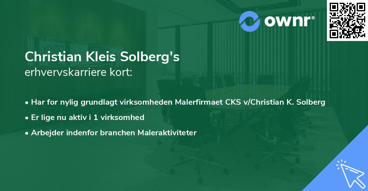 Christian Kleis Solberg's erhvervskarriere kort