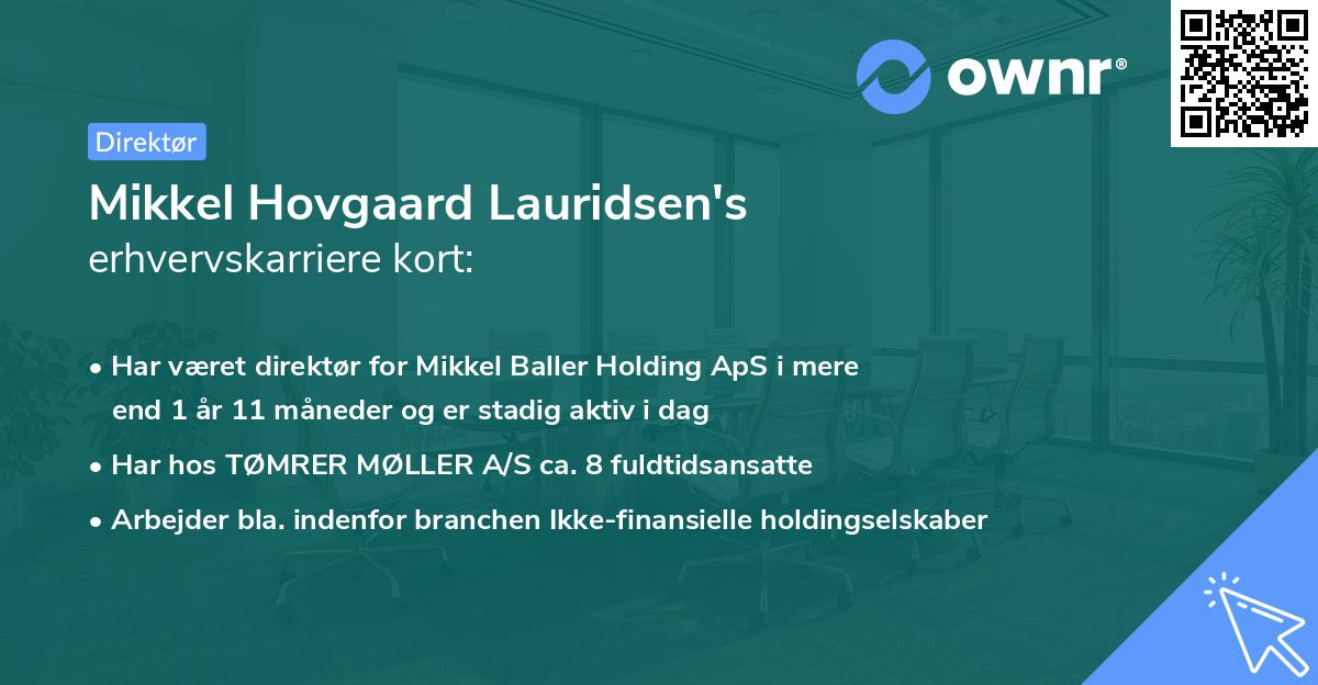 Mikkel Hovgaard Lauridsen's erhvervskarriere kort