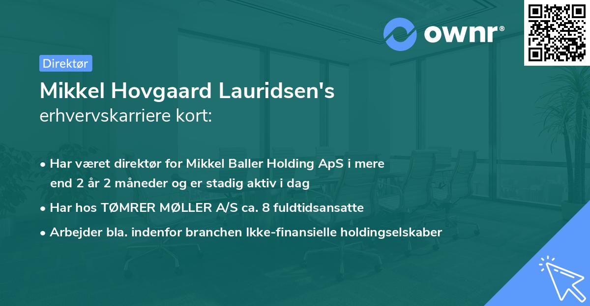 Mikkel Hovgaard Lauridsen's erhvervskarriere kort