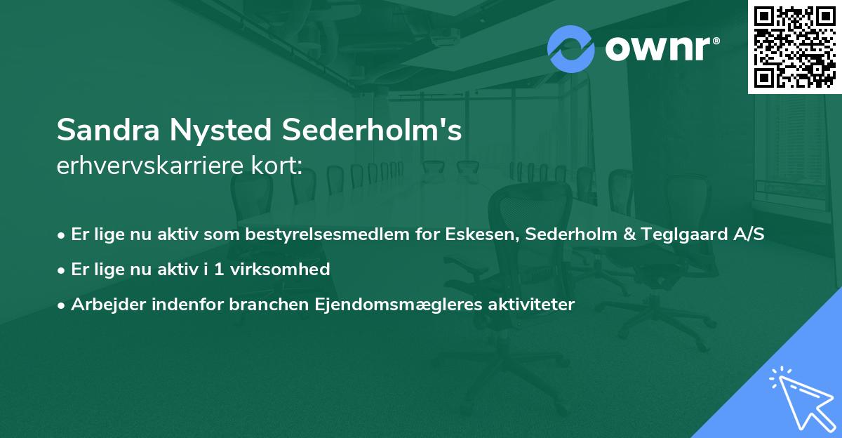 Sandra Nysted Sederholm's erhvervskarriere kort