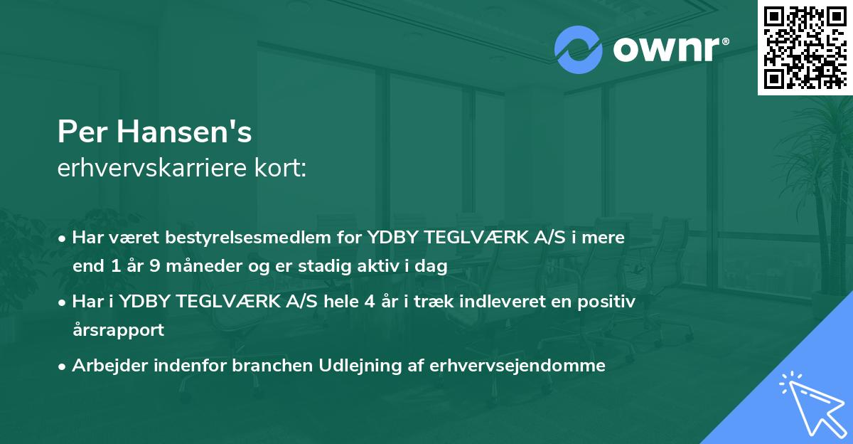 Per Hansen's erhvervskarriere kort