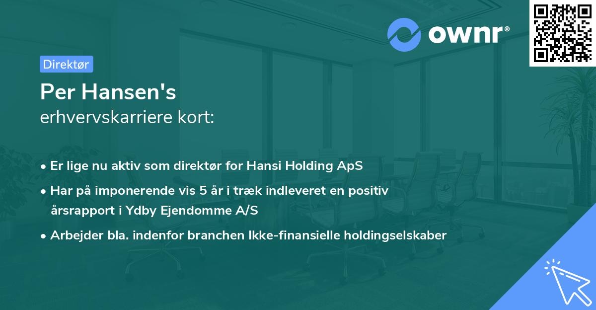 Per Hansen's erhvervskarriere kort