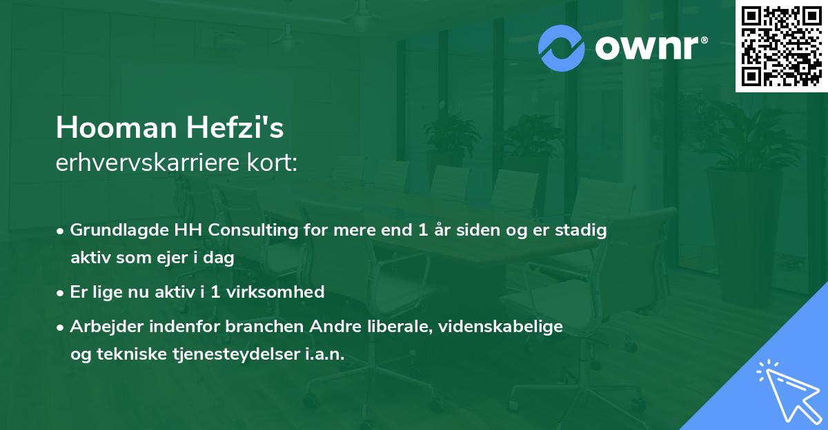 Hooman Hefzi's erhvervskarriere kort