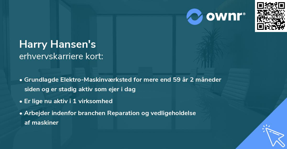 Harry Hansen's erhvervskarriere kort
